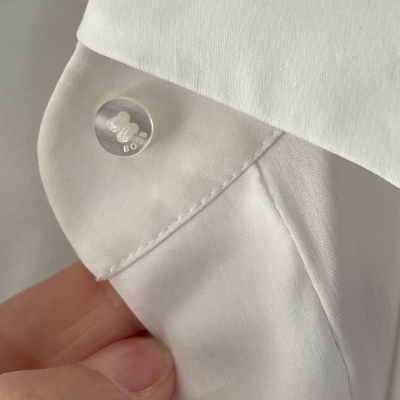 Boss By Hugo Boss BASHINA White Collared Blouse Button-Less Side Zip Vneck Sz 0 - Picture 7 of 15
